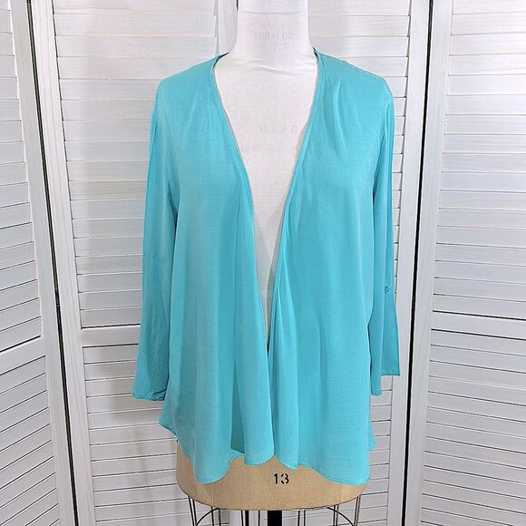 Chico’s Turquoise Blue Lightweight Cardigan Size 2 Large Size 12 - Picture 2 of 16
